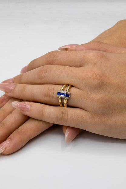 14K Solid Gold Ring with Baguette Stone